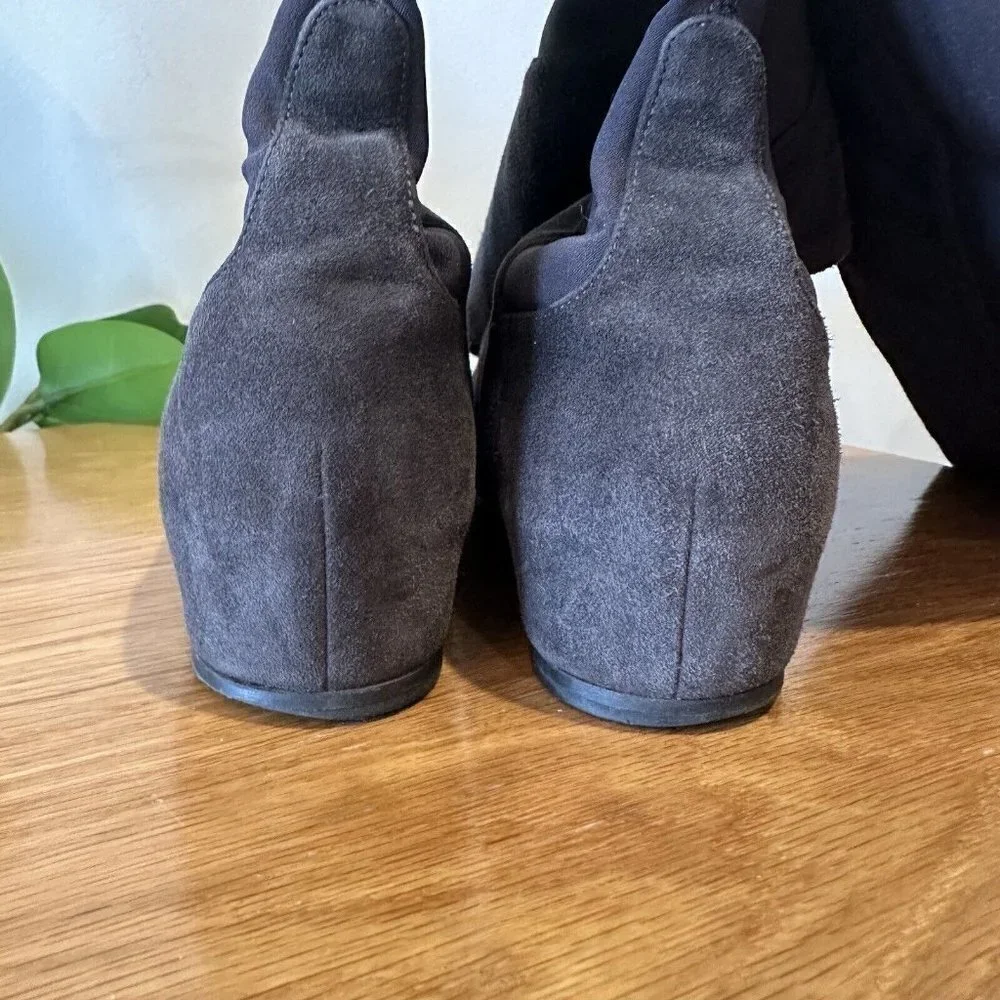 Stuart Weitzman Charcoal Gray‎ suede knee high stretch boots Size 6.5/7